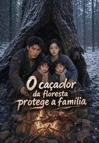 O caçador da floresta protege a família