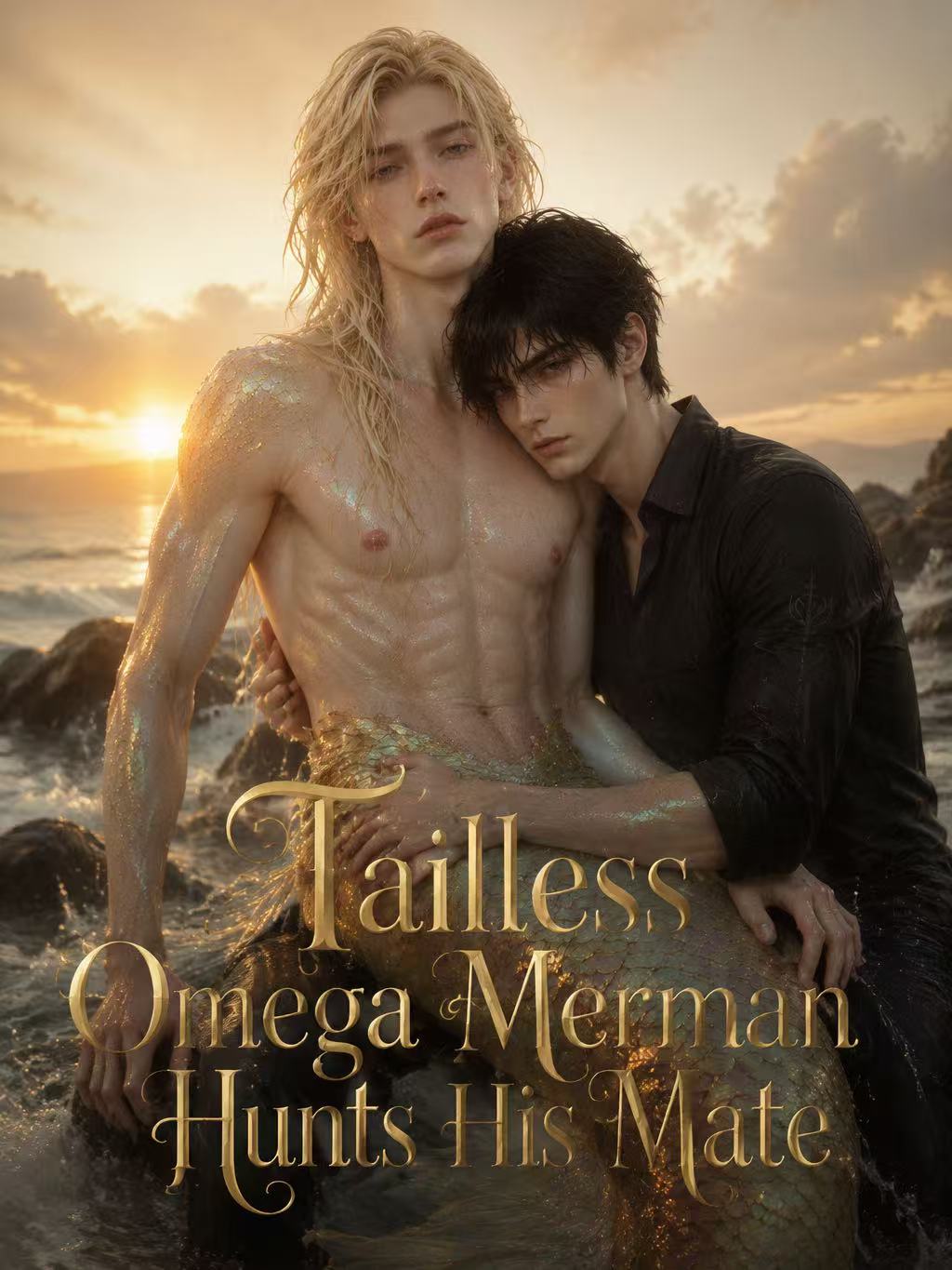 Tailless Omega Merman Hunts His Mate