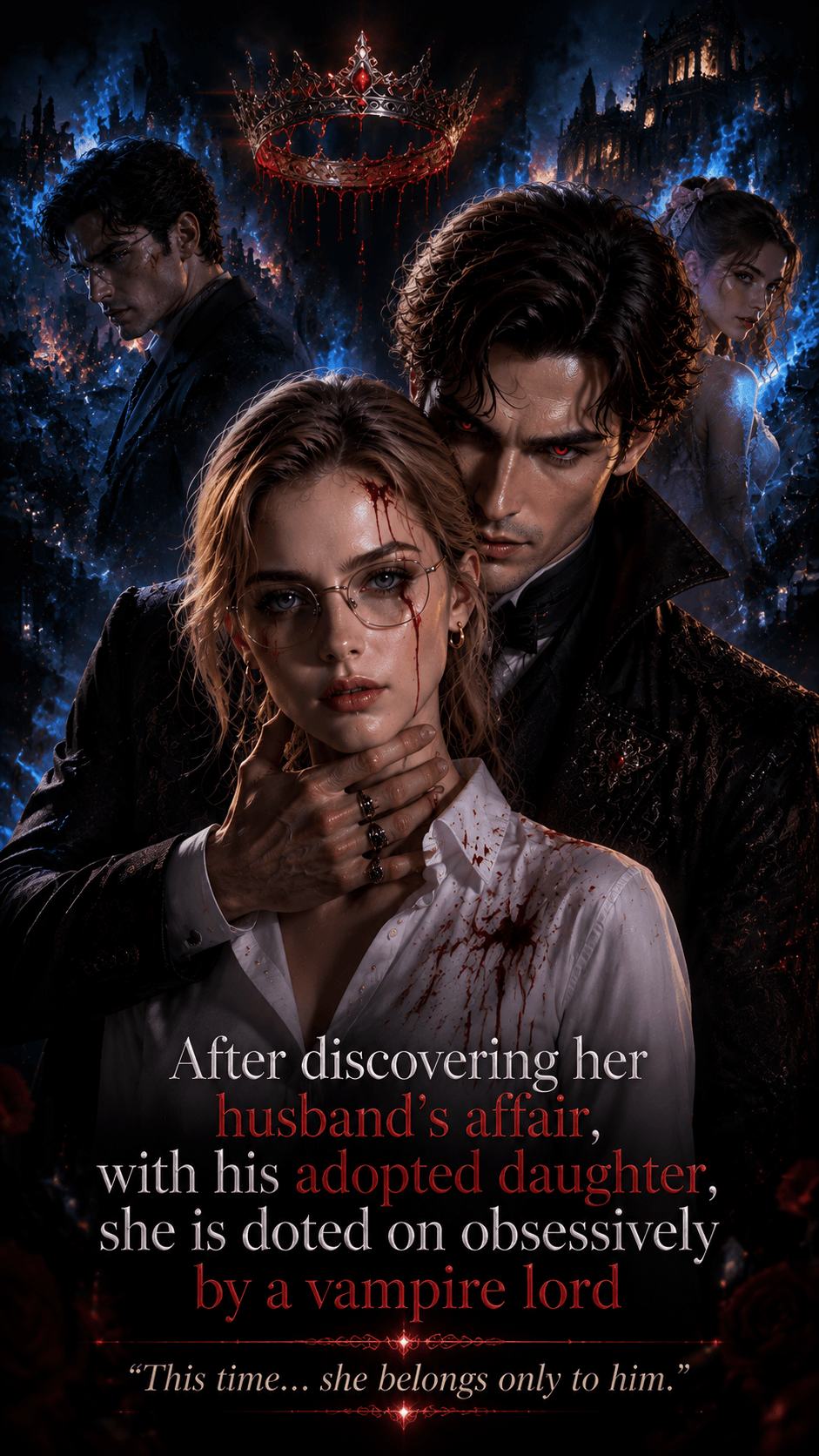 After discovering her husband’s affair, with his adopted daughter, she is doted on obsessively by a vampire lord