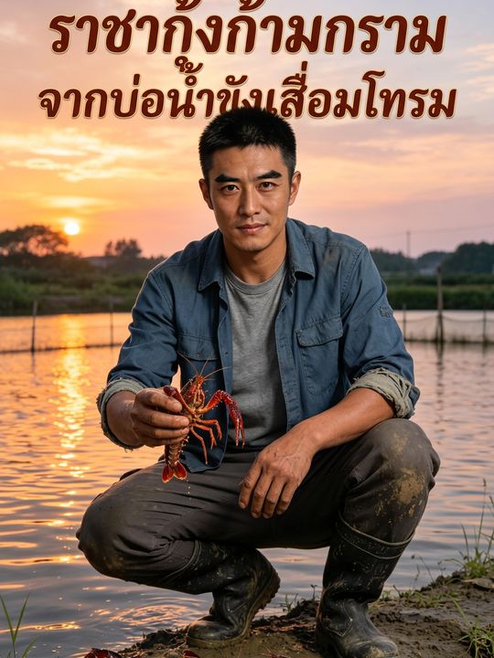 ราชากุ้งก้ามกรามจากบ่อน้ำขังเสื่อมโทรม