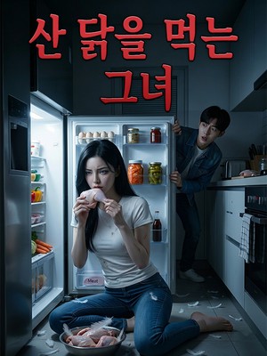 산 닭을 먹는 그녀
