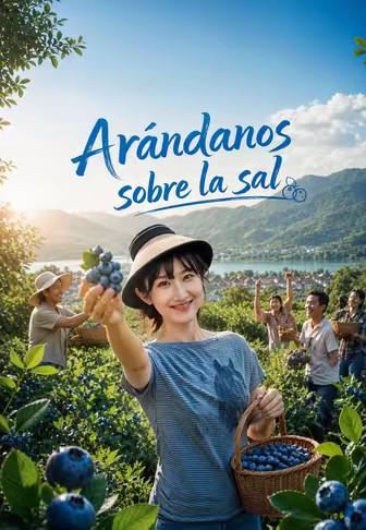 Arándanos sobre la sal