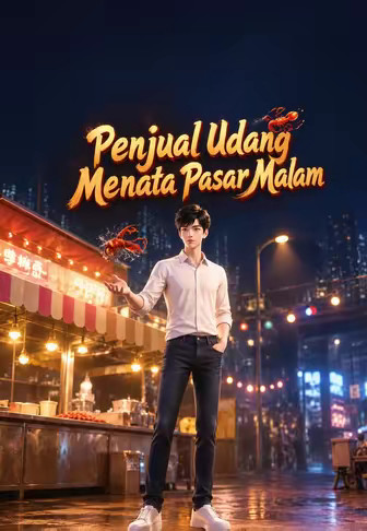 Penjual Udang Menata Pasar Malam