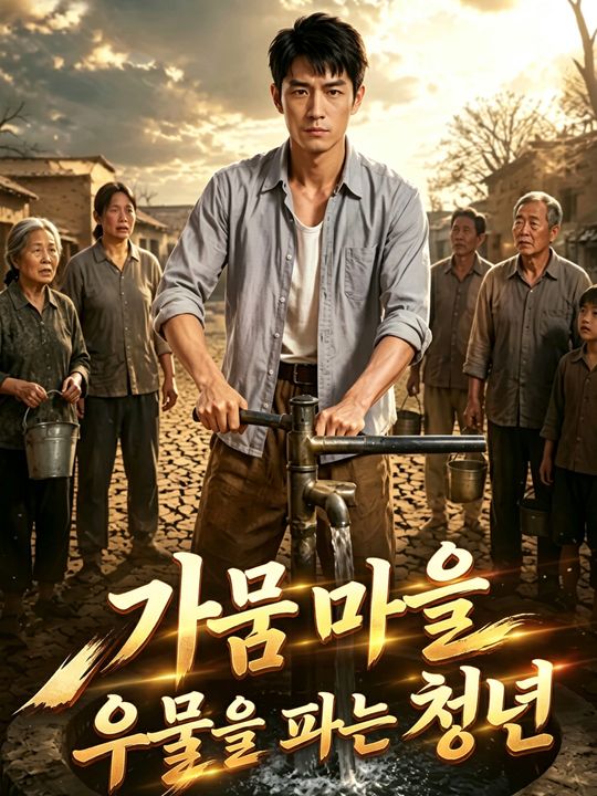 가뭄 마을 우물을 파는 청년