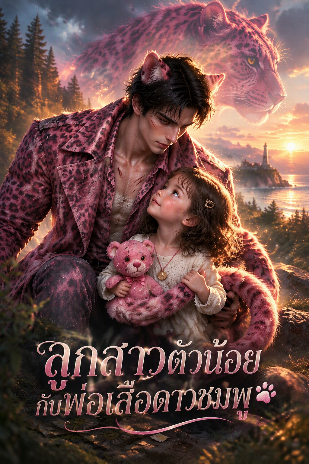 ลูกสาวตัวน้อยกับพ่อเสือดาวชมพู